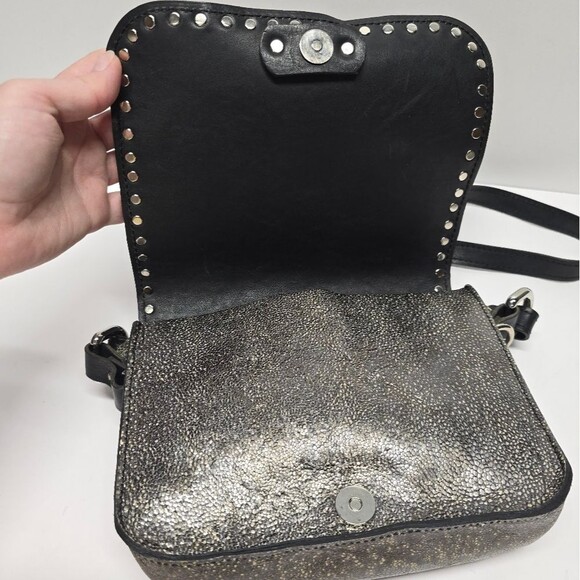 SAS Portrait Collection Studded Leather Crossbody Bag Pewter Metallic - Picture 6 of 10